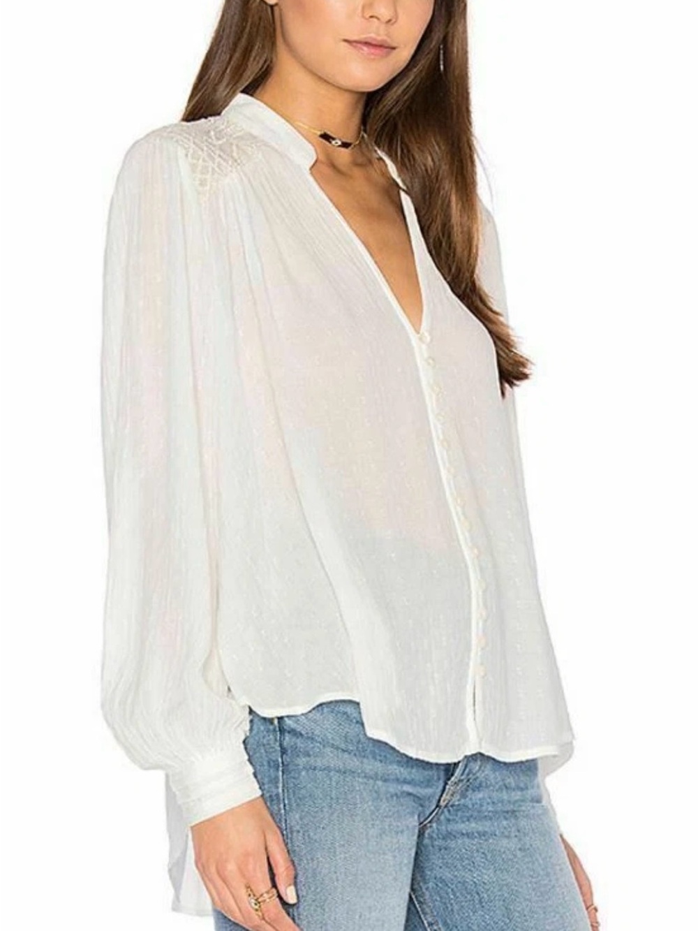 Free People boho shimmer lace whimsy vibes top